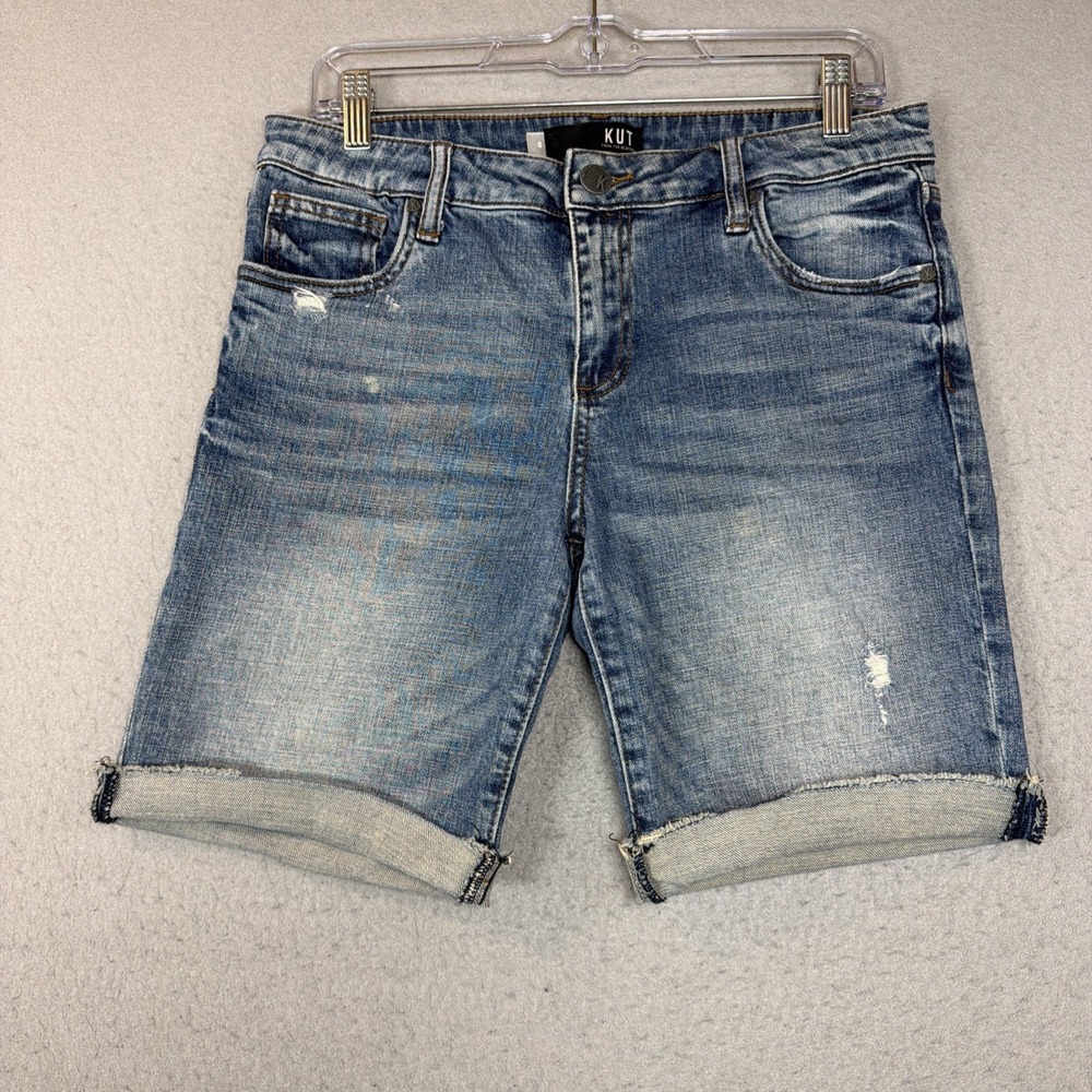 Kut From The Kloth Size 6 Bermuda Shorts Blue Denim Sophie Distressed